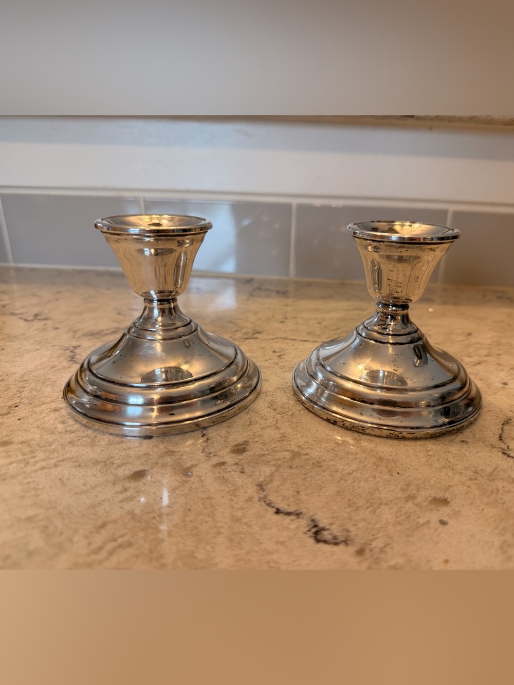 Pair International Sterling Berkeley Silver Weighted Candlesticks 112 15 Vintage